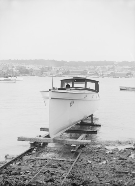 Wolseley motor launch on slipway, 1914. Creator: Kirk & Sons of Cowes.