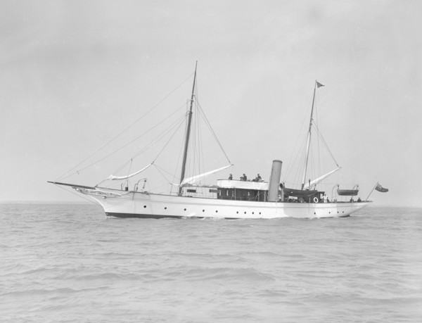 The steam yacht 'Titania' under way, 1911. Creator: Kirk & Sons of Cowes.