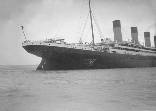 Hole torn in the hull of 'RMS Olympic' after the collision with 'HMS Hawke' in the Solent, 1911. Creator: Kirk & Sons of Cowes.
