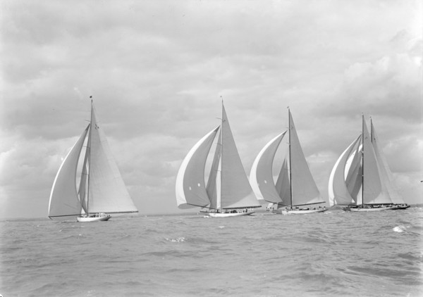 The Big Five J Class yachts racing downwind, 1934. Creator: Kirk & Sons of Cowes.