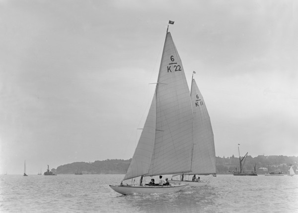 The 6 Metre class 'Maid Marion' (K22) and 'Freesia' (K11), 1921. Creator: Kirk & Sons of Cowes.