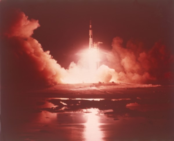 Rocket lifting off, Kennedy Space Center, Merritt Island, Florida, USA. Creator: NASA.
