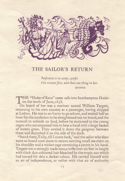 'The Sailor's Return', 1952. Creator: Shirley Markham.
