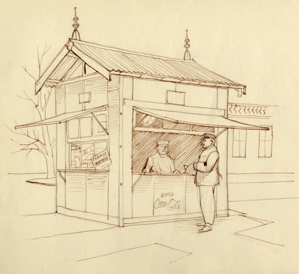 Kiosk selling drinks, Paris, France, c1951.  Creator: Shirley Markham.