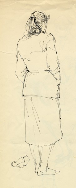 Woman in stockinged feet from behind, 1953. Creator: Shirley Markham.
