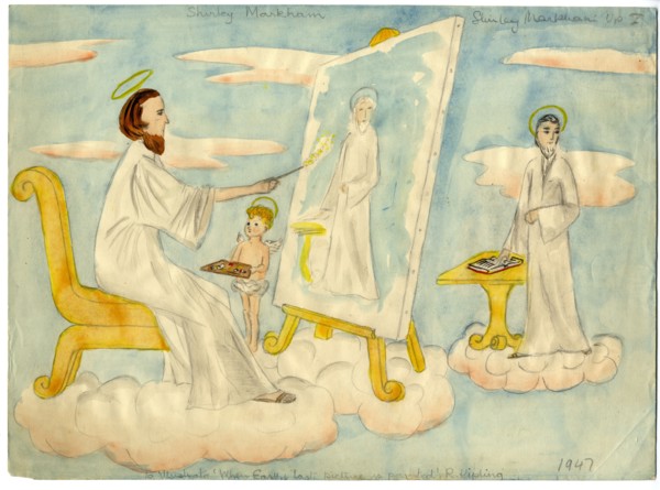 Angel painting a picture, 1947. Creator: Shirley Markham.