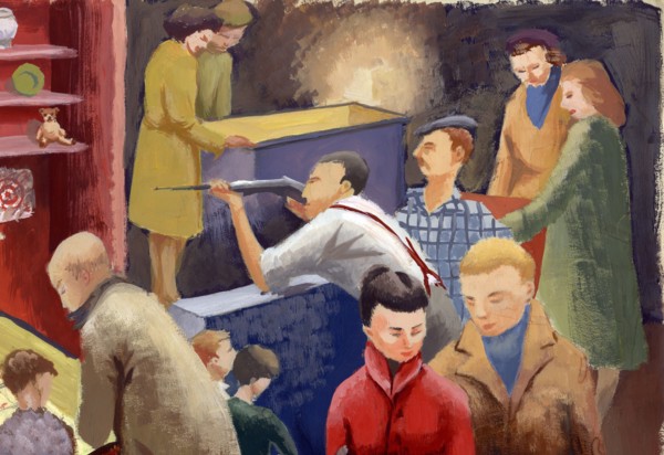 Rifle range at a fairground, c1950. Creator: Shirley Markham.