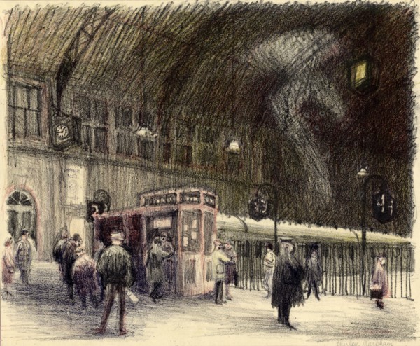 Railway station, 1951. Creator: Shirley Markham.