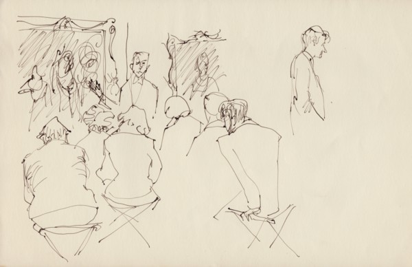 Lecture in an art gallery, c1950. Creator: Shirley Markham.