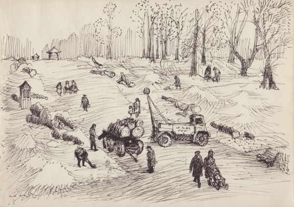 Tree-felling, c1950. Creator: Shirley Markham.