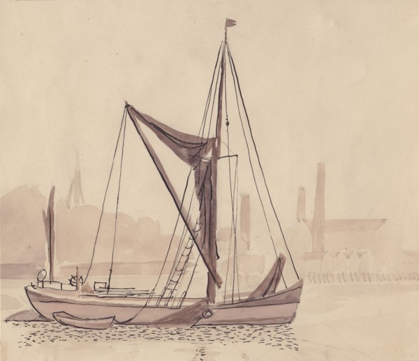 Thames barge, 1951. Creator: Shirley Markham.