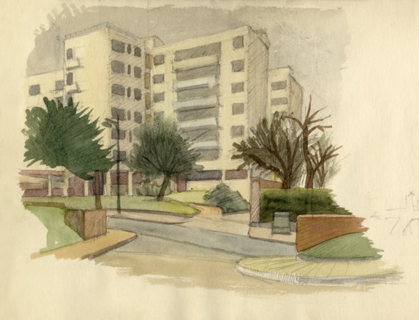 Modern buildings, London, c1950. Creator: Shirley Markham.