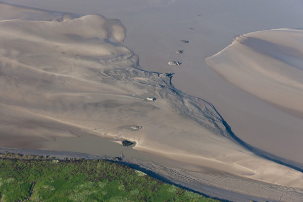 Foundations and piers of the dismantled Severn Railway Bridge, Gloucestershire, 2014