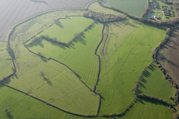 Ridge and furrow earthworks, Powick, Worcestershire, 2014