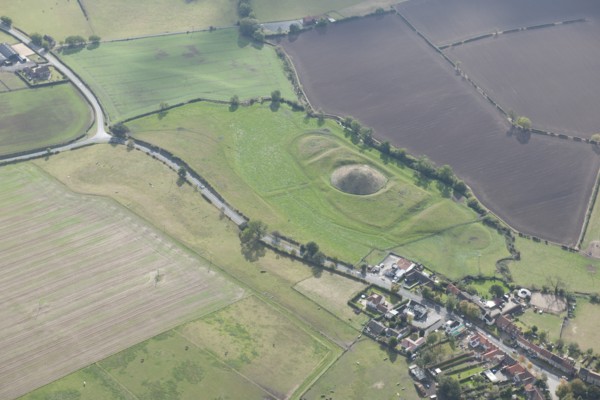 Castle Hill Norman motte and bailey castle and moat earthworks, Bishopton, Darlington, 2014