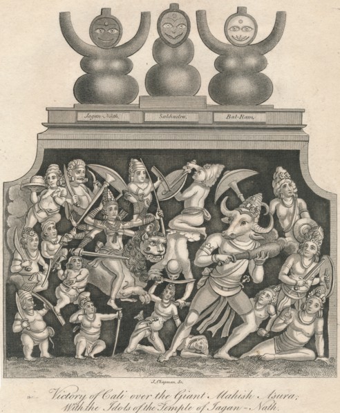 Victory of Cali over the Giant Mahish Asura; With the Idols of the Temple of Jagan-Nath', 1809.