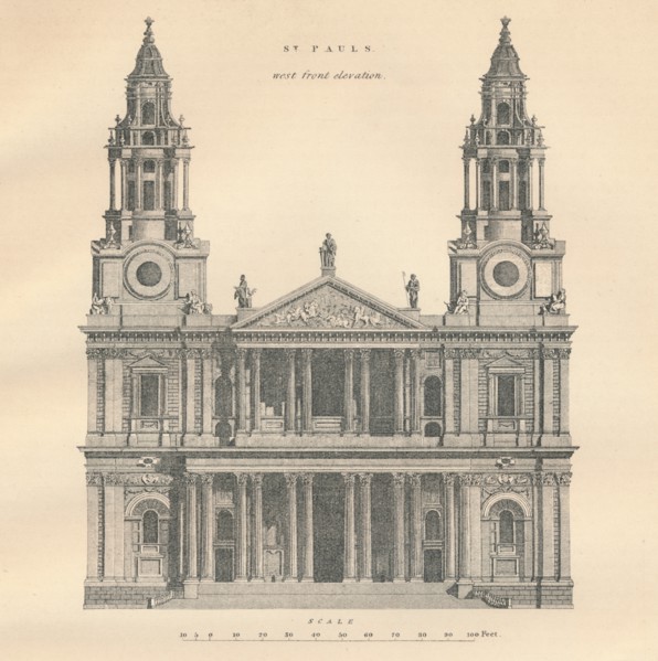 St. Paul's - west front elevation', 1889.