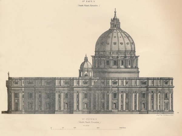 St. Peter's - north flank elevation', 1889.