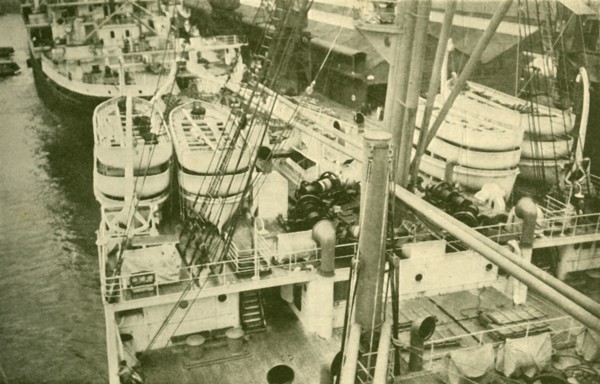 An Impressive Array of Boats Aboard the "Leviathan".', c1930.