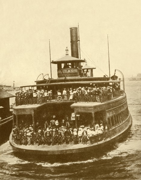 A New Jersey Ferry-Boat Bringing Morning Business Crowds Into New York City From Their Homes Thirty
