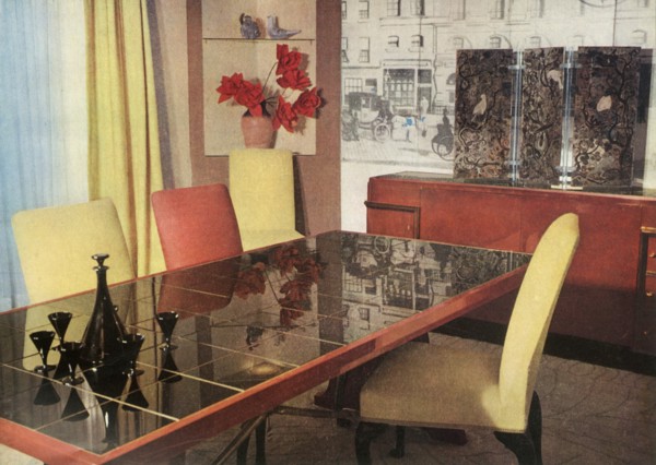 Dining-room in sang-de-boeuf lacquer, by Hayes Marshall for Fortnum & Mason Ltd., London', 1937.