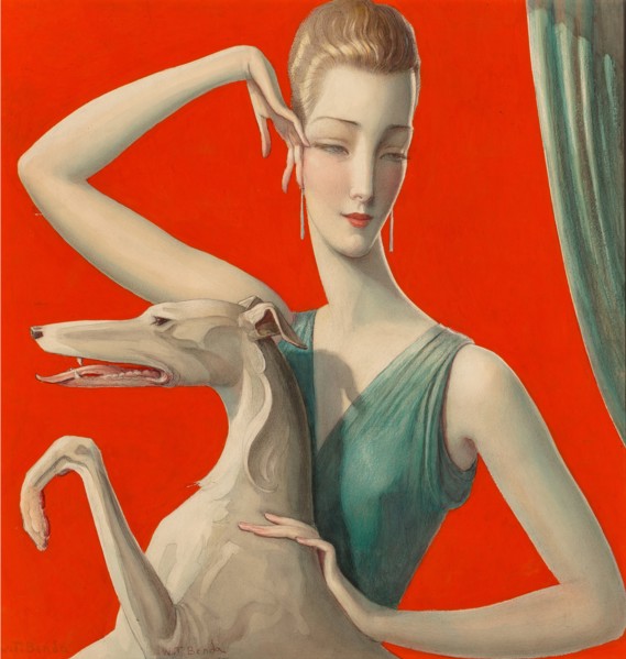 Elegant Woman and Afghan Hound.