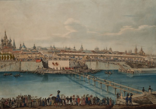 Cornerstone Laying Ceremony for the Moskvoretsky Bridge in Moscow, 1830.
