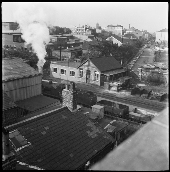 Railway tracks and pay office, 1965-1968