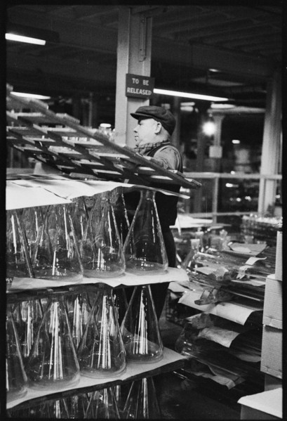 Worker at the Wear Flint Glass Works, Alfred Street, Millfield, Sunderland, 1961