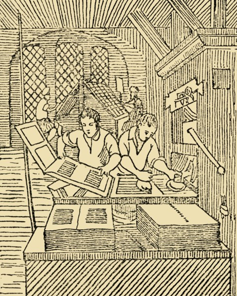 An Early Printer's Office', c1930.