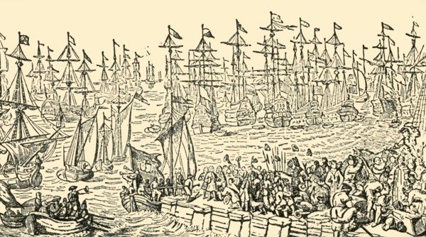 The Embarkation of William of Orange from Holland for England, 1688', c1930.