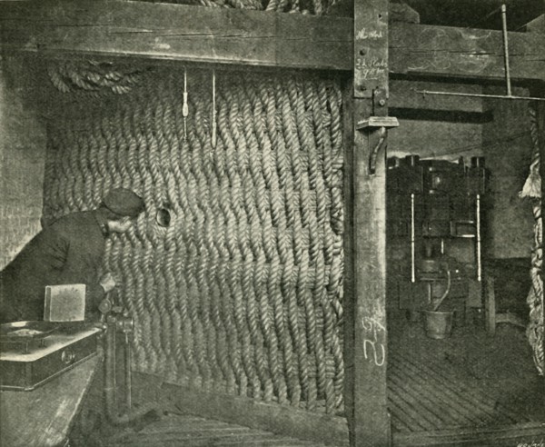 Rope Screen Used For Protection While Pressing Explosive Gun-Cotton', 1901.