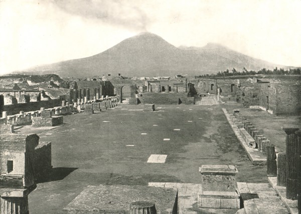 The Forum at Pompeii and Vesuvius, Italy, 1895.  Creator: Unknown.