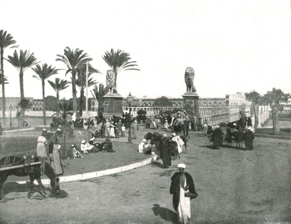 The Kasr-el-nil Bridge, Cairo, Egypt, 1895.