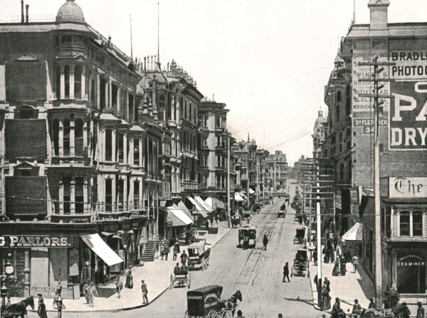 Grant Avenue looking north from Market Street, San Francisco, USA, 1895.