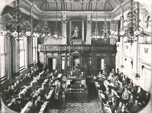Interior of the House of Assembly, Cape Town, South Africa, 1895.