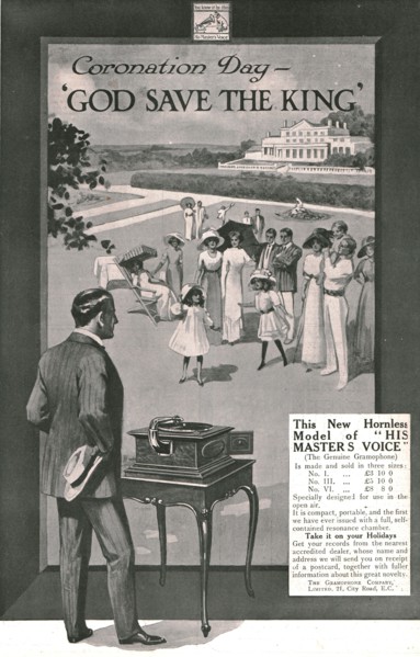 His Master's Voice' advertisement, 1911.