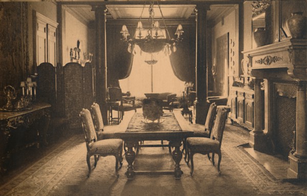 Dining room at the Cuban Embassy in Brussels, Belgium, 1927.