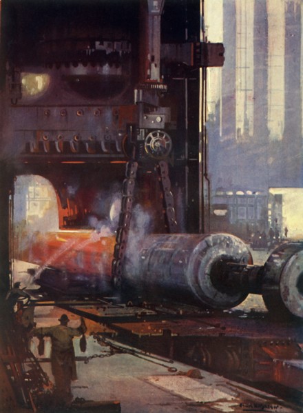 Forging a Propeller Shaft for a Large Liner', c1930.