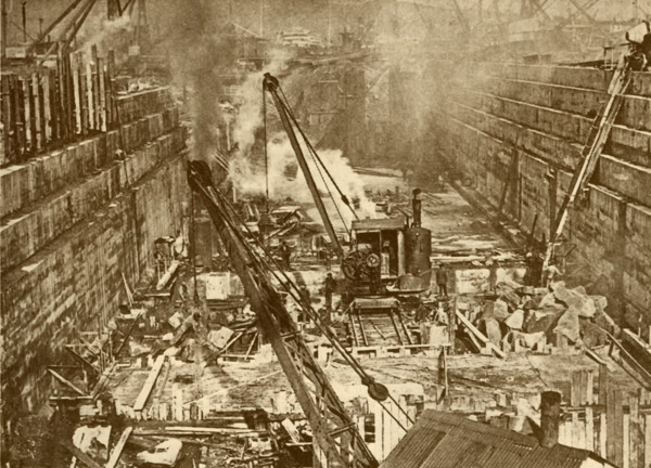 Constructing a Dry Dock at Swansea', c1930.