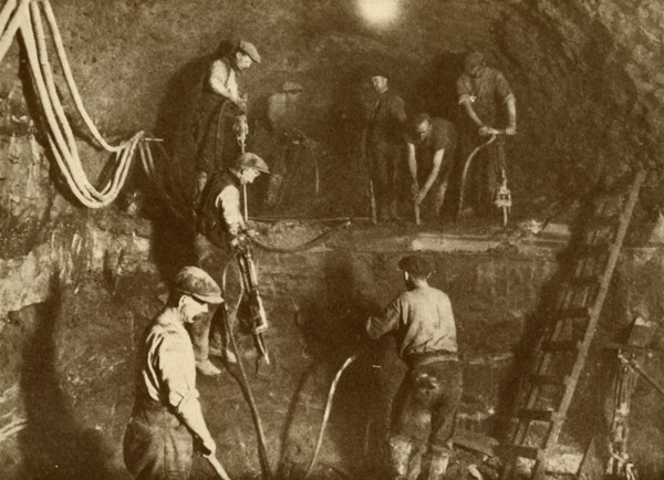At Work on the New Mersey Tunnel', c1930.