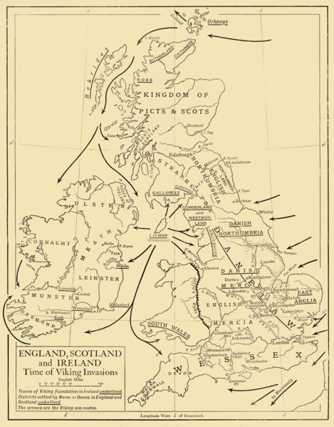 England, Scotland and Ireland - Time of Viking Invasions', 1926. s