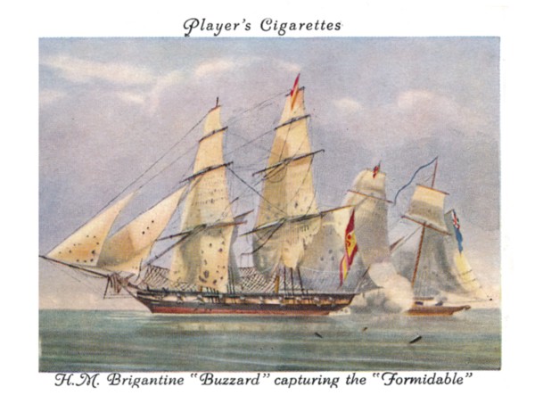 H.M.Brigantine "Buzzard" capturing the "Formidable", 1936.