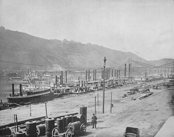 Monongahela Wharf, Pittsburgh, Pennsylvania', c1897.