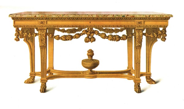 Gilt Table with Marble Top, 1908.