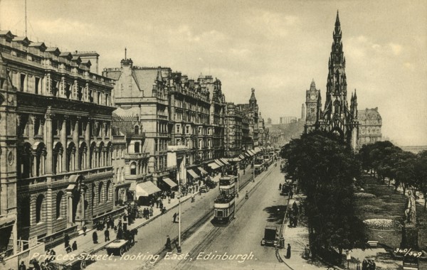 Princes Street Looking East, Edinburgh', c1920s.