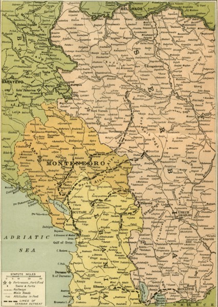 Map To Illustrate the Serbian Retreat', 1919.