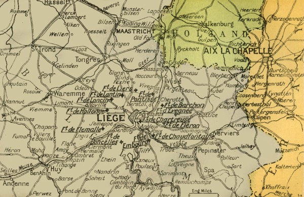 Map Showing the Forts of Liège', 1919.