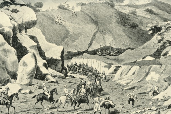 General Roberts...Attacked by ghilzais in the Shutargardan Pass, September 27, 1879', (1901).