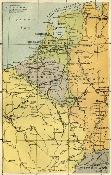 Map of the Belgian Frontier with Forts', 1919.